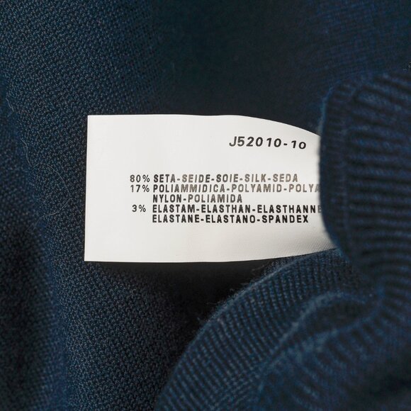 Armani Collezioni Navy Silk-Blend Knit Long Sleeve Polo - Picture 9 of 10